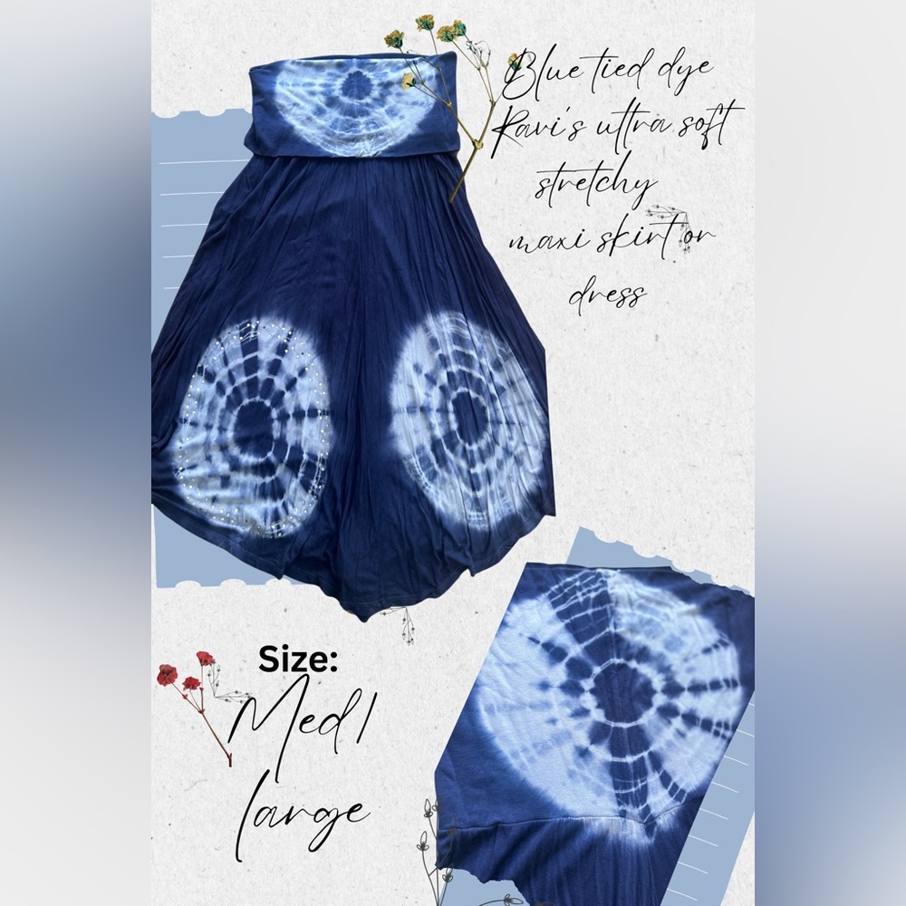Navy Blue Tie-Dye Maxi Skirt Dress